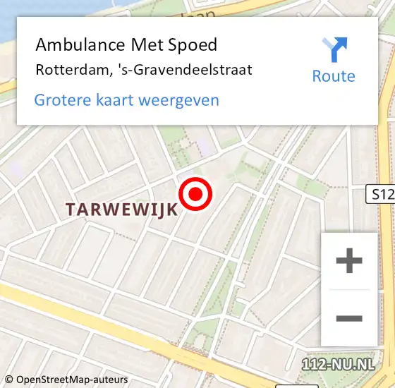 Locatie op kaart van de 112 melding: Ambulance Met Spoed Naar Rotterdam, 's-Gravendeelstraat op 31 januari 2023 12:01