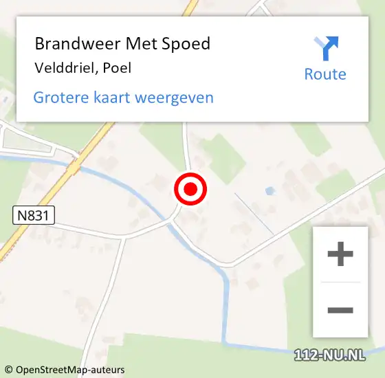 Locatie op kaart van de 112 melding: Brandweer Met Spoed Naar Velddriel, Poel op 31 januari 2023 12:08