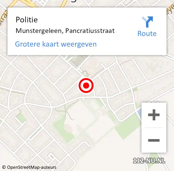 Locatie op kaart van de 112 melding: Politie Munstergeleen, Pancratiusstraat op 31 januari 2023 12:15