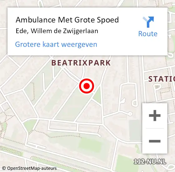 Locatie op kaart van de 112 melding: Ambulance Met Grote Spoed Naar Ede, Willem de Zwijgerlaan op 31 januari 2023 12:41