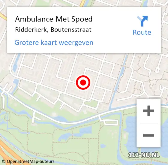 Locatie op kaart van de 112 melding: Ambulance Met Spoed Naar Ridderkerk, Boutensstraat op 31 januari 2023 12:49