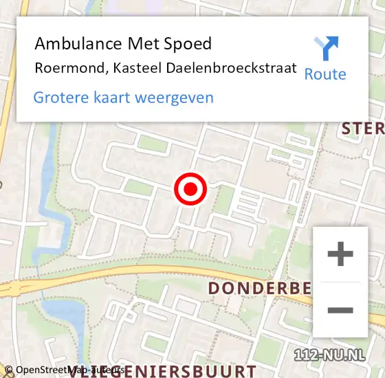 Locatie op kaart van de 112 melding: Ambulance Met Spoed Naar Roermond, Kasteel Daelenbroeckstraat op 31 januari 2023 12:55