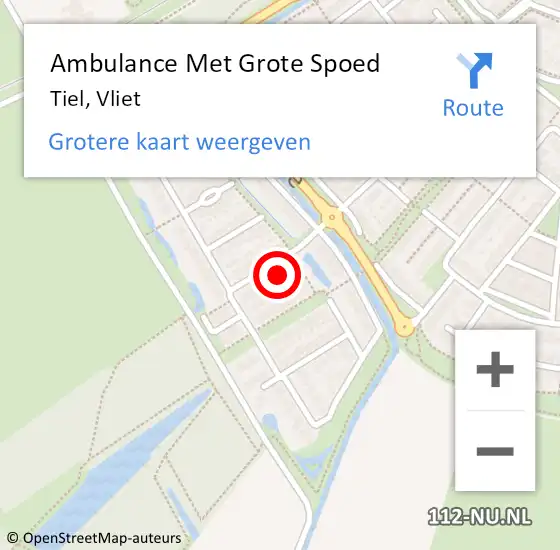 Locatie op kaart van de 112 melding: Ambulance Met Grote Spoed Naar Tiel, Vliet op 31 januari 2023 13:01