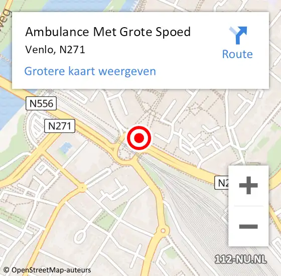 Locatie op kaart van de 112 melding: Ambulance Met Grote Spoed Naar Venlo, N271 op 14 augustus 2014 04:46