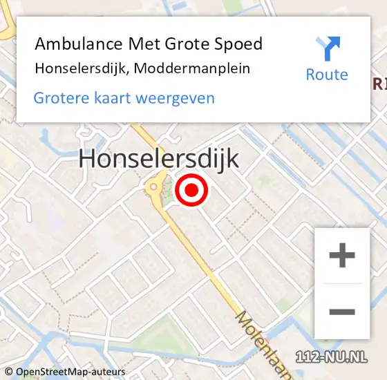 Locatie op kaart van de 112 melding: Ambulance Met Grote Spoed Naar Honselersdijk, Moddermanplein op 31 januari 2023 13:16