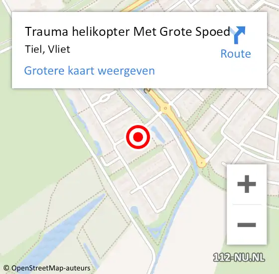 Locatie op kaart van de 112 melding: Trauma helikopter Met Grote Spoed Naar Tiel, Vliet op 31 januari 2023 13:19