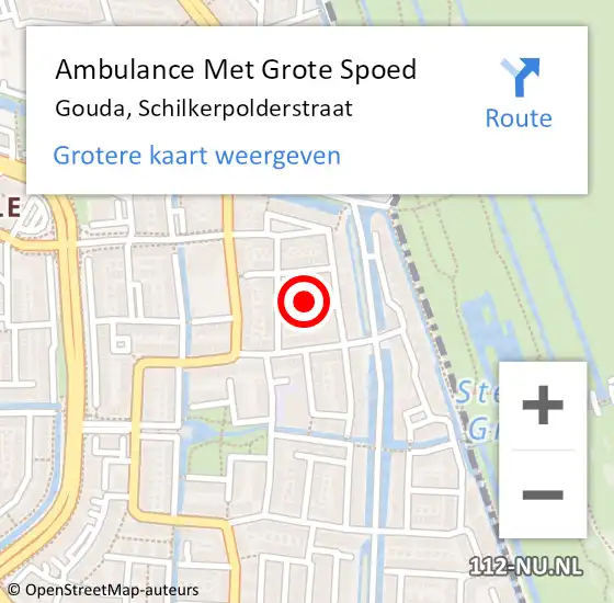 Locatie op kaart van de 112 melding: Ambulance Met Grote Spoed Naar Gouda, Schilkerpolderstraat op 31 januari 2023 13:20