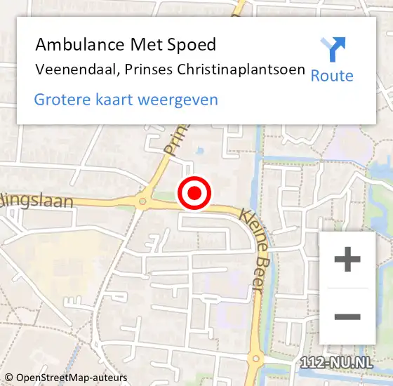 Locatie op kaart van de 112 melding: Ambulance Met Spoed Naar Veenendaal, Prinses Christinaplantsoen op 31 januari 2023 13:28