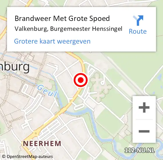 Locatie op kaart van de 112 melding: Brandweer Met Grote Spoed Naar Valkenburg, Burgemeester Henssingel op 31 januari 2023 13:28