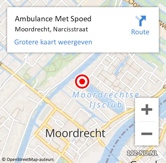 Locatie op kaart van de 112 melding: Ambulance Met Spoed Naar Moordrecht, Narcisstraat op 31 januari 2023 13:30