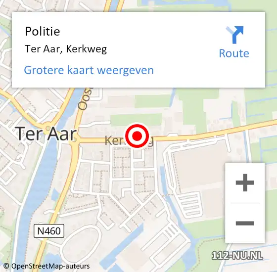 Locatie op kaart van de 112 melding: Politie Ter Aar, Kerkweg op 31 januari 2023 13:35