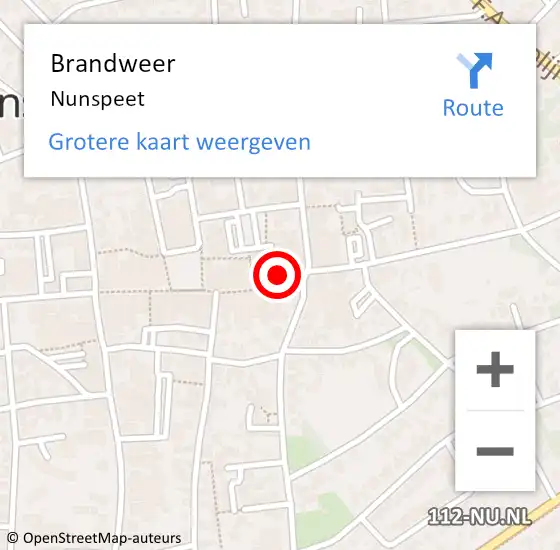 Locatie op kaart van de 112 melding: Brandweer Nunspeet op 31 januari 2023 14:02