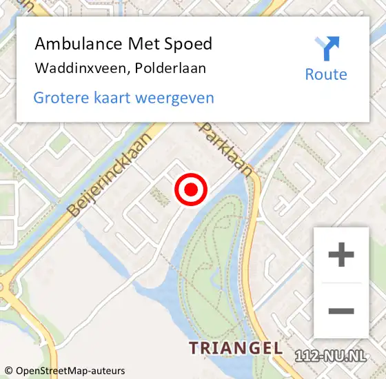 Locatie op kaart van de 112 melding: Ambulance Met Spoed Naar Waddinxveen, Polderlaan op 31 januari 2023 14:41