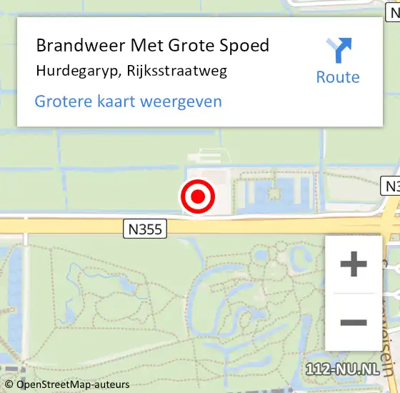 Locatie op kaart van de 112 melding: Brandweer Met Grote Spoed Naar Hurdegaryp, Rijksstraatweg op 31 januari 2023 14:44