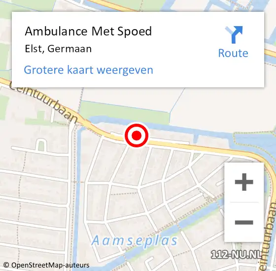 Locatie op kaart van de 112 melding: Ambulance Met Spoed Naar Elst, Germaan op 31 januari 2023 15:09