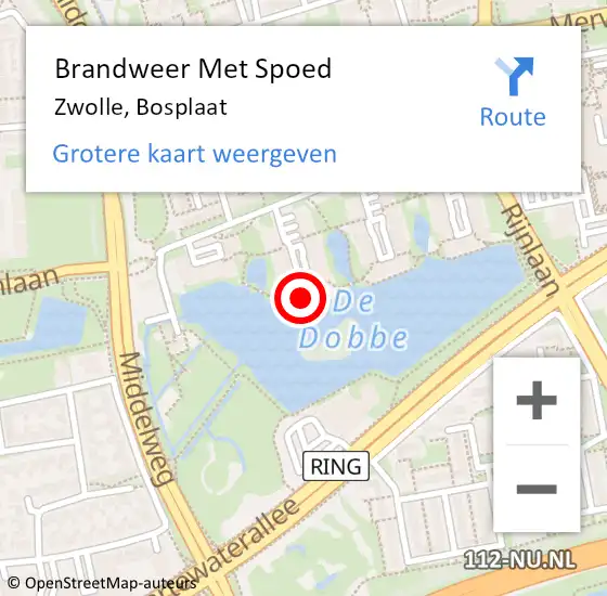 Locatie op kaart van de 112 melding: Brandweer Met Spoed Naar Zwolle, Bosplaat op 31 januari 2023 15:43