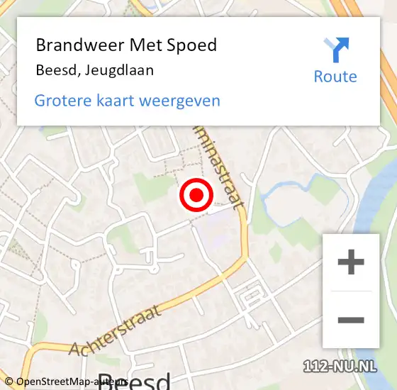 Locatie op kaart van de 112 melding: Brandweer Met Spoed Naar Beesd, Jeugdlaan op 31 januari 2023 15:44