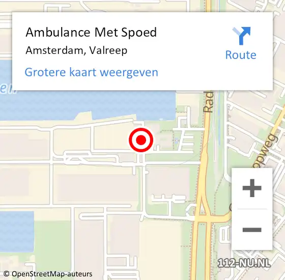 Locatie op kaart van de 112 melding: Ambulance Met Spoed Naar Amsterdam, Valreep op 31 januari 2023 15:49