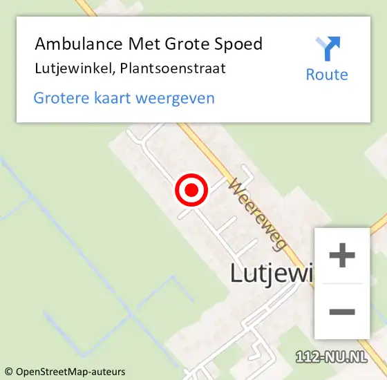 Locatie op kaart van de 112 melding: Ambulance Met Grote Spoed Naar Lutjewinkel, Plantsoenstraat op 31 januari 2023 16:01