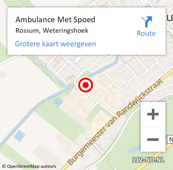 Locatie op kaart van de 112 melding: Ambulance Met Spoed Naar Rossum, Weteringshoek op 31 januari 2023 16:04