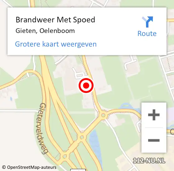 Locatie op kaart van de 112 melding: Brandweer Met Spoed Naar Gieten, Oelenboom op 31 januari 2023 16:08