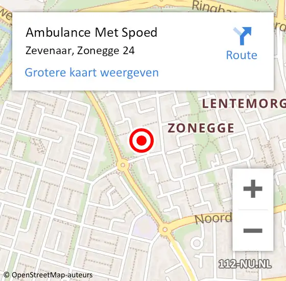 Locatie op kaart van de 112 melding: Ambulance Met Spoed Naar Zevenaar, Zonegge 24 op 31 januari 2023 16:20