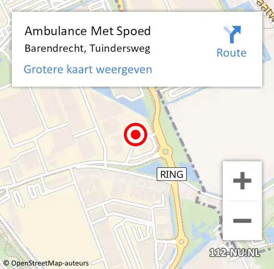 Locatie op kaart van de 112 melding: Ambulance Met Spoed Naar Barendrecht, Tuindersweg op 31 januari 2023 16:26