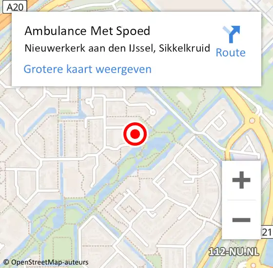 Locatie op kaart van de 112 melding: Ambulance Met Spoed Naar Nieuwerkerk aan den IJssel, Sikkelkruid op 31 januari 2023 16:42