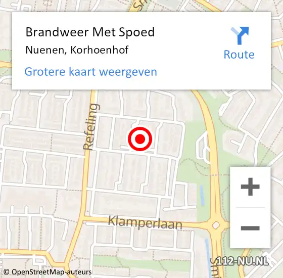 Locatie op kaart van de 112 melding: Brandweer Met Spoed Naar Nuenen, Korhoenhof op 31 januari 2023 17:04