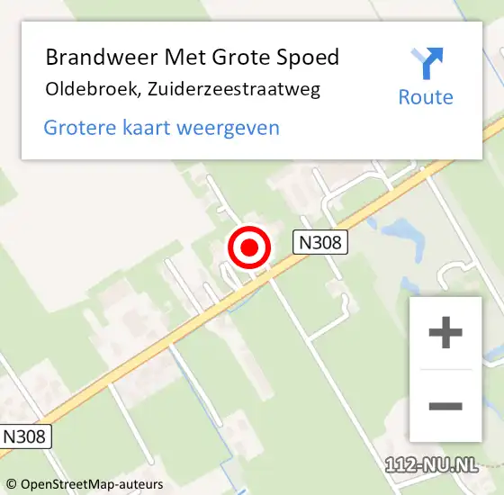 Locatie op kaart van de 112 melding: Brandweer Met Grote Spoed Naar Oldebroek, Zuiderzeestraatweg op 31 januari 2023 17:09