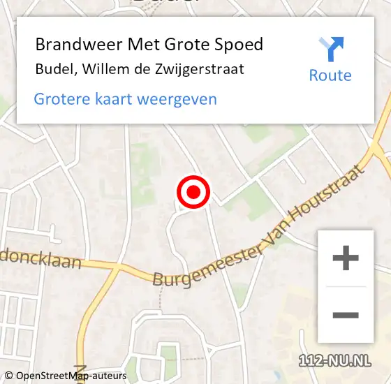 Locatie op kaart van de 112 melding: Brandweer Met Grote Spoed Naar Budel, Willem de Zwijgerstraat op 31 januari 2023 17:13