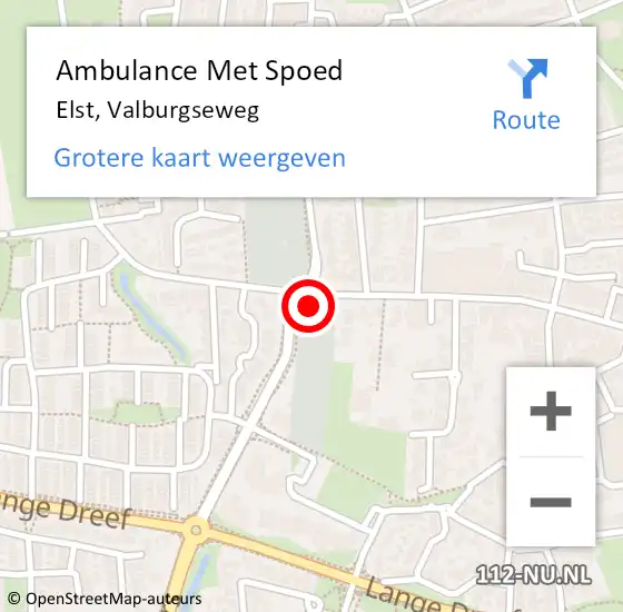 Locatie op kaart van de 112 melding: Ambulance Met Spoed Naar Elst, Valburgseweg op 31 januari 2023 17:16
