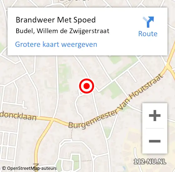 Locatie op kaart van de 112 melding: Brandweer Met Spoed Naar Budel, Willem de Zwijgerstraat op 31 januari 2023 17:53