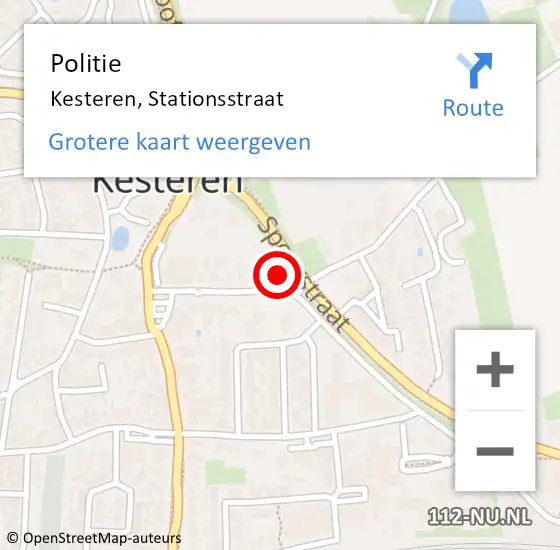 Locatie op kaart van de 112 melding: Politie Kesteren, Stationsstraat op 31 januari 2023 17:57