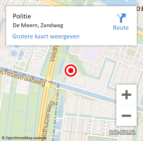 Locatie op kaart van de 112 melding: Politie De Meern, Zandweg op 31 januari 2023 17:59