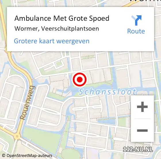 Locatie op kaart van de 112 melding: Ambulance Met Grote Spoed Naar Wormer, Veerschuitplantsoen op 31 januari 2023 18:00