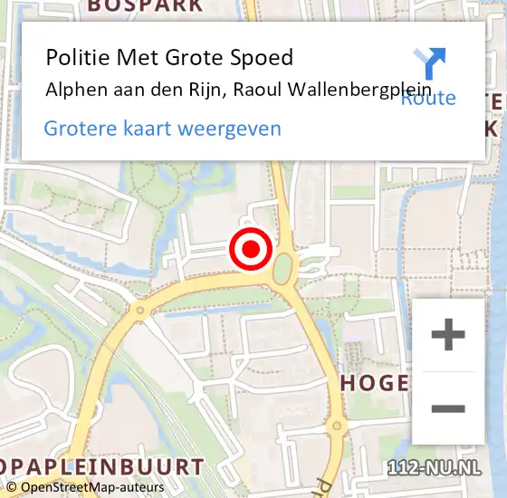 Locatie op kaart van de 112 melding: Politie Met Grote Spoed Naar Alphen aan den Rijn, Raoul Wallenbergplein op 31 januari 2023 18:08