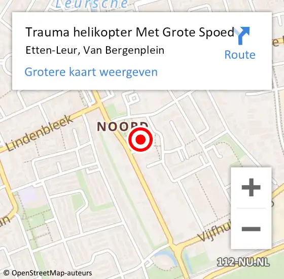 Locatie op kaart van de 112 melding: Trauma helikopter Met Grote Spoed Naar Etten-Leur, Van Bergenplein op 31 januari 2023 18:36