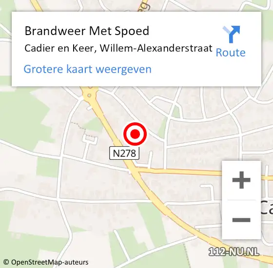 Locatie op kaart van de 112 melding: Brandweer Met Spoed Naar Cadier en Keer, Willem-Alexanderstraat op 31 januari 2023 18:58