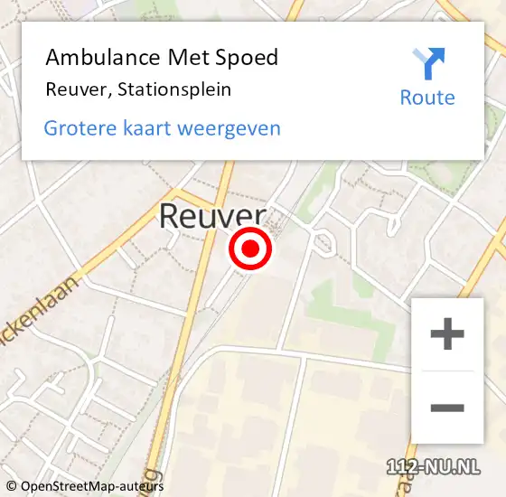 Locatie op kaart van de 112 melding: Ambulance Met Spoed Naar Reuver, Stationsplein op 31 januari 2023 18:59