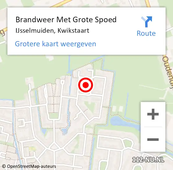 Locatie op kaart van de 112 melding: Brandweer Met Grote Spoed Naar IJsselmuiden, Kwikstaart op 31 januari 2023 19:02