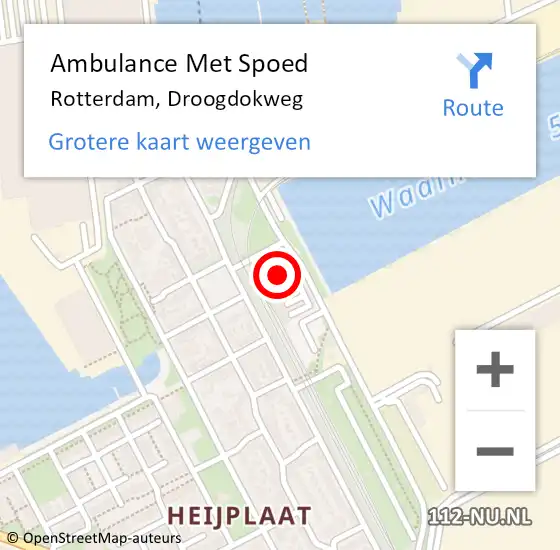 Locatie op kaart van de 112 melding: Ambulance Met Spoed Naar Rotterdam, Droogdokweg op 31 januari 2023 19:55