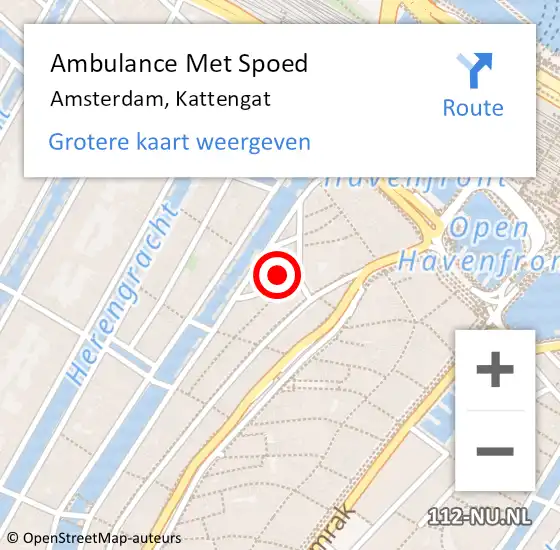 Locatie op kaart van de 112 melding: Ambulance Met Spoed Naar Amsterdam, Kattengat op 31 januari 2023 20:01