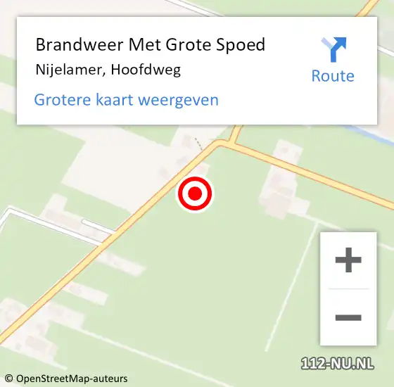 Locatie op kaart van de 112 melding: Brandweer Met Grote Spoed Naar Nijelamer, Hoofdweg op 31 januari 2023 20:12