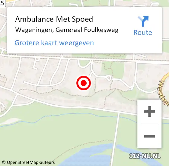 Locatie op kaart van de 112 melding: Ambulance Met Spoed Naar Wageningen, Generaal Foulkesweg op 31 januari 2023 20:16