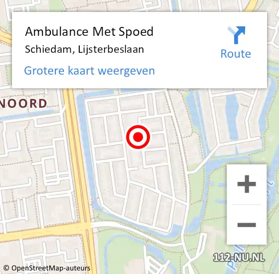 Locatie op kaart van de 112 melding: Ambulance Met Spoed Naar Schiedam, Lijsterbeslaan op 31 januari 2023 20:27