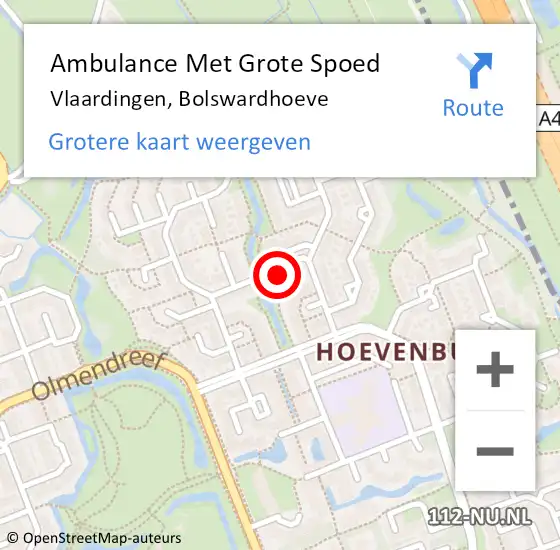 Locatie op kaart van de 112 melding: Ambulance Met Grote Spoed Naar Vlaardingen, Bolswardhoeve op 31 januari 2023 20:47
