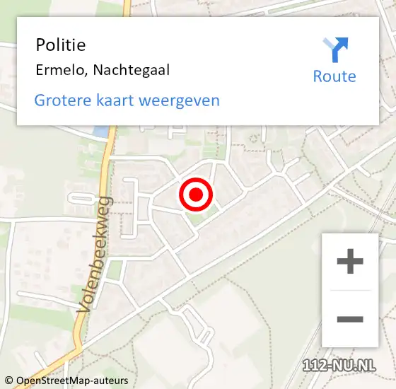 Locatie op kaart van de 112 melding: Politie Ermelo, Nachtegaal op 31 januari 2023 21:13