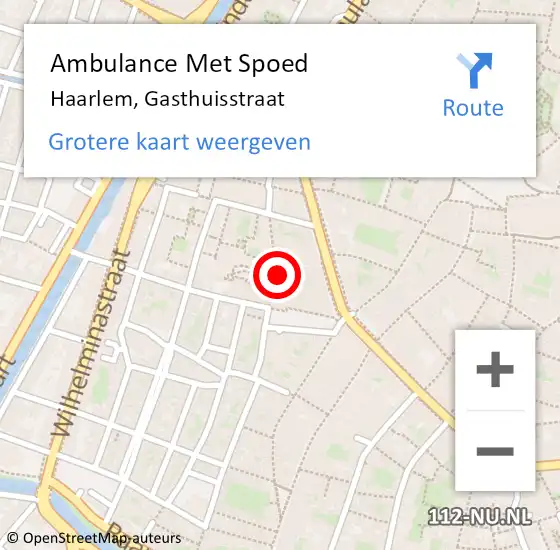 Locatie op kaart van de 112 melding: Ambulance Met Spoed Naar Haarlem, Gasthuisstraat op 31 januari 2023 21:19