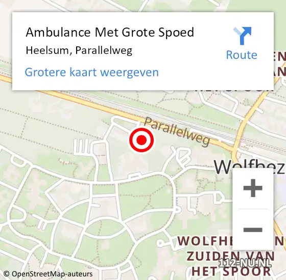 Locatie op kaart van de 112 melding: Ambulance Met Grote Spoed Naar Heelsum, Parallelweg op 31 januari 2023 21:31